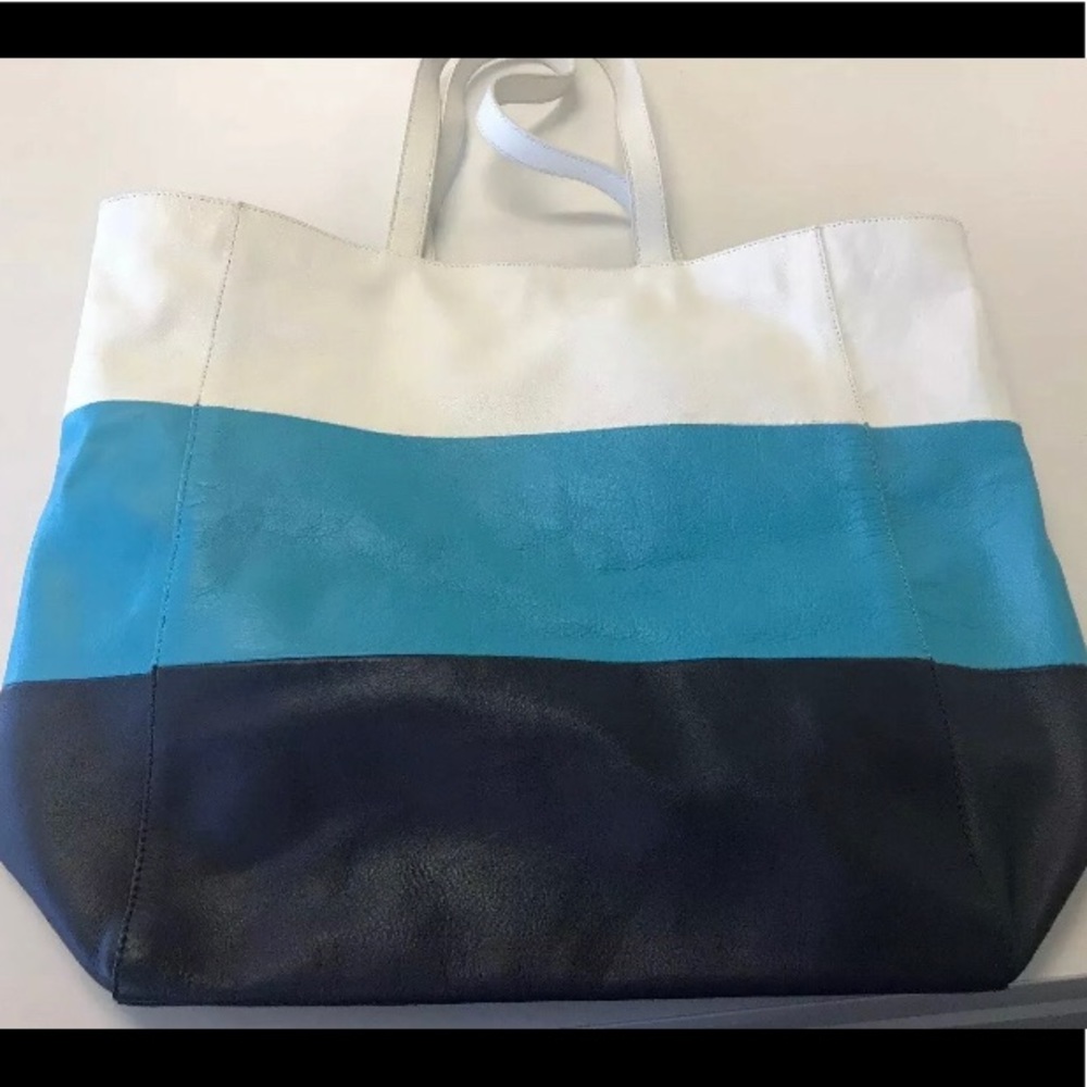 Talbots striped faux leather tote bag